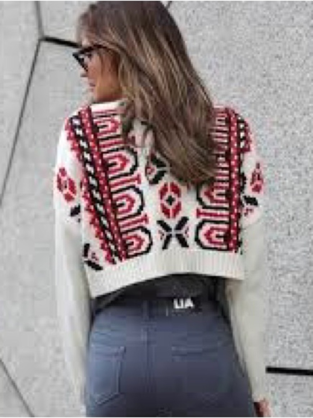Zara Cream Embroidered Knit Cropped Cardigan with Fair Isle Motif - Picture 9 of 11